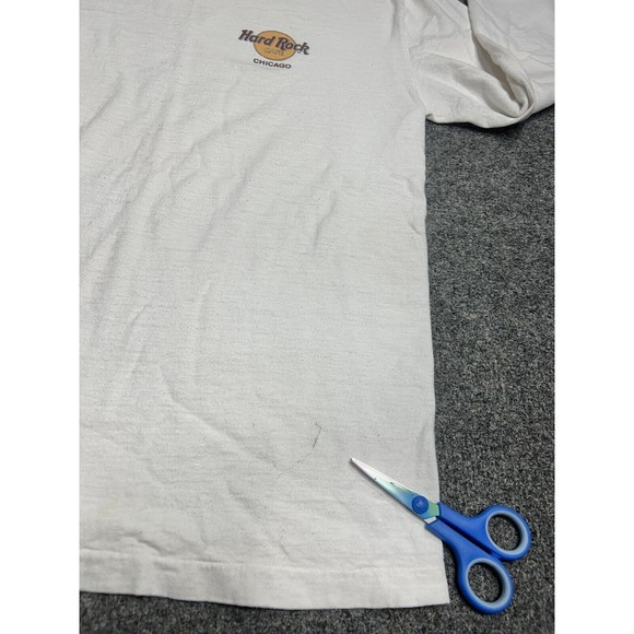 Vintage 80s Hard Rock Cafe Chicago Long-Sleeve White T-Shirt Size Large - Picture 4 of 11